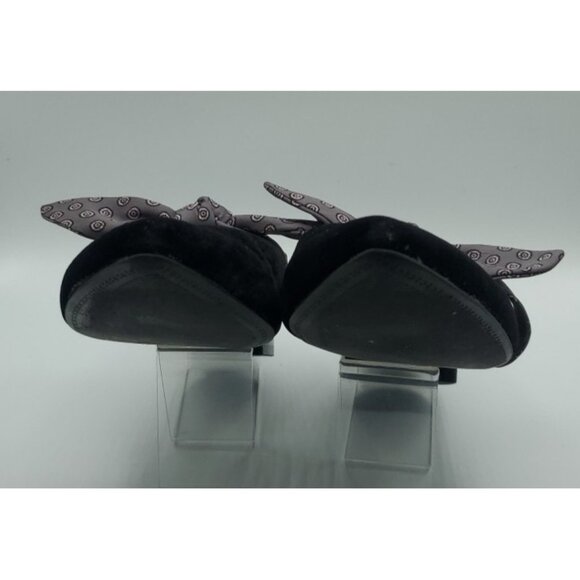 1901 Ladies Black Velvet Flats with Fabric Bows Size 9 M - Picture 8 of 11